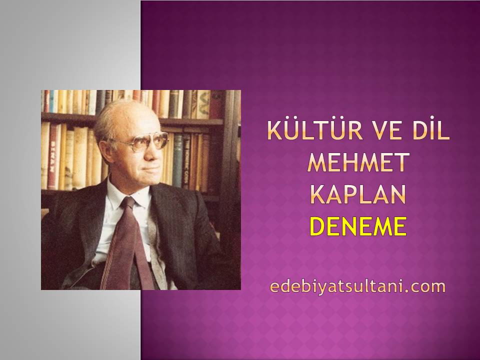 Kultur Ve Dil Mehmet Kaplan Edebiyat Sultani