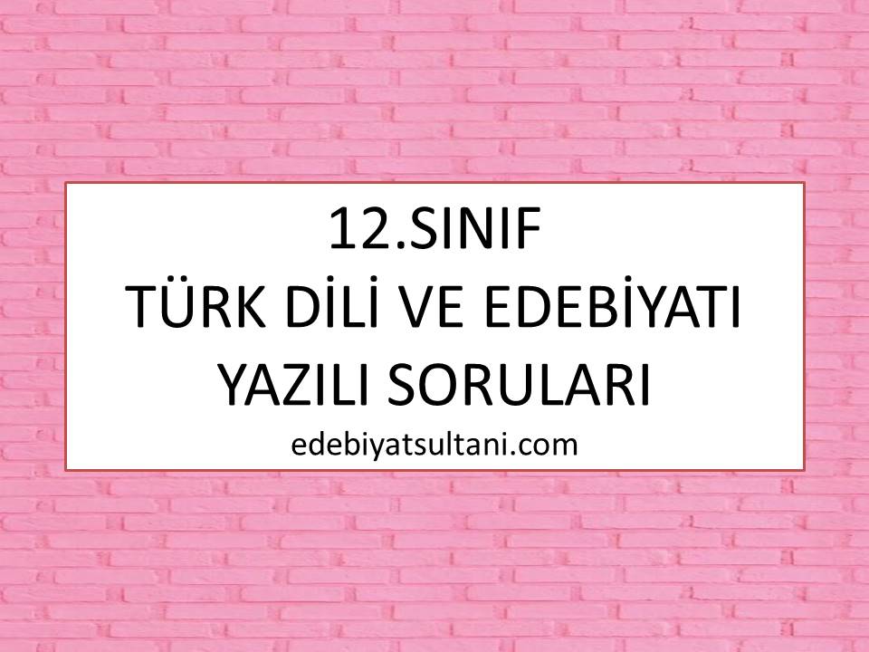12 sinif turk dili ve edebiyati 1 donem 2 yazili sorulari a grubu edebiyat sultani